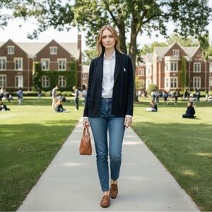 Abercrombie & Fitch Shawl Collar Cardigan Moose Embroidery Size Small Navy Blue